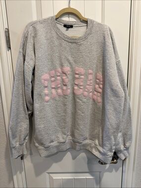 The Bar Grey Sweatshirt with Pink lettering